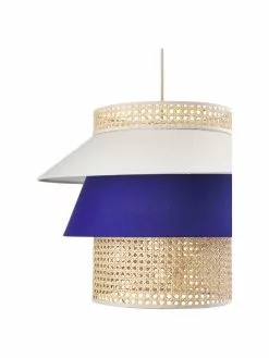 Westwing Collection Große Pendelleuchte Klea aus Wiener Geflecht in Creme/Dunkelblau, Ø 55 x H 42 cm -Leuchten Verkaufsladen Grosse Pendelleuchte Klea aus Wiener Geflecht in CremeDunkelblau 5