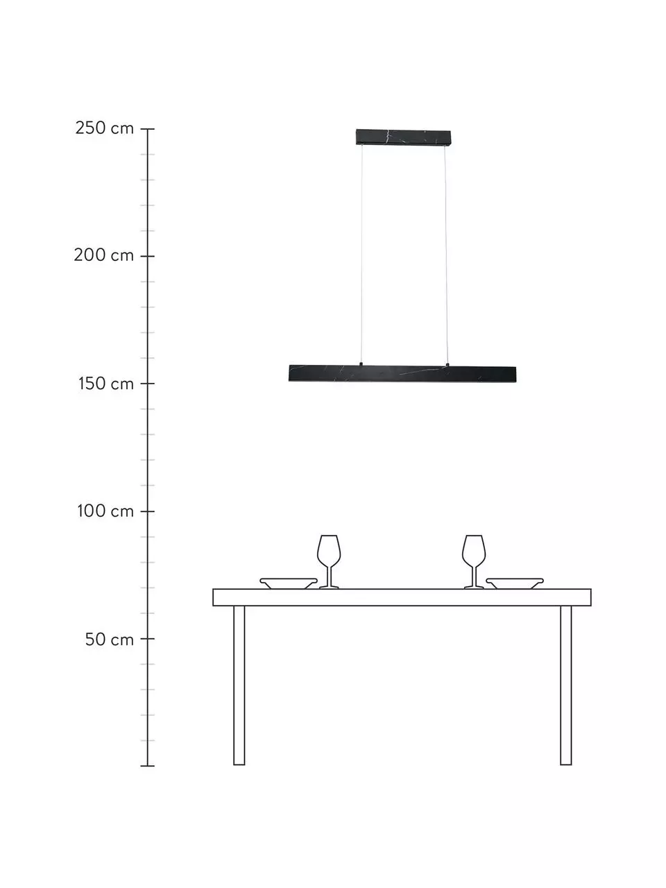 Große Schmale LED-Pendelleuchte Pierce in Marmoroptik, B 90 x H 10 cm 5 Große Schmale LED-Pendelleuchte Pierce in Marmoroptik, B 90 x H 10 cm – Bild 3