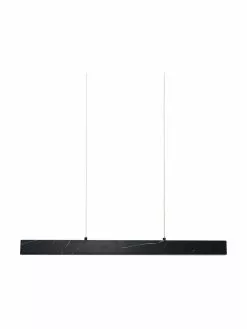 Große Schmale LED-Pendelleuchte Pierce in Marmoroptik, B 90 x H 10 cm