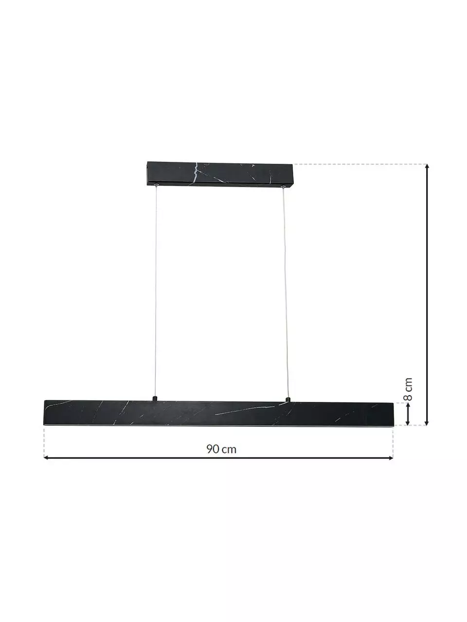 Große Schmale LED-Pendelleuchte Pierce in Marmoroptik, B 90 x H 10 cm 8 Große Schmale LED-Pendelleuchte Pierce in Marmoroptik, B 90 x H 10 cm – Bild 6