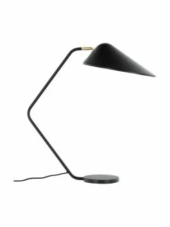 Westwing Collection Große Schreibtischlampe Neron mit Gold-Dekor in Schwarz, T 57 x H 56 cm