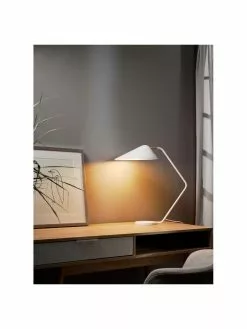 Westwing Collection Große Schreibtischlampe Neron mit Gold-Dekor in Weiß, T 57 x H 56 cm -Leuchten Verkaufsladen Grosse Schreibtischlampe Neron mit Gold Dekor in Weiss 4