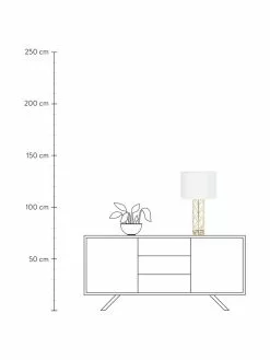 Gro&szlig;e Tischlampe Adelaide in Wei&szlig;-Gold, Ø 35 x H 62 cm -Leuchten Verkaufsladen Grosse Tischlampe Adelaide in Weiss Gold 4