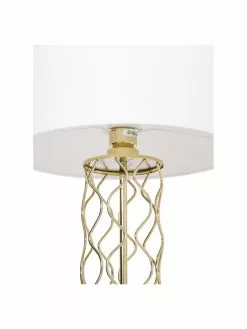 Gro&szlig;e Tischlampe Adelaide in Wei&szlig;-Gold, Ø 35 x H 62 cm -Leuchten Verkaufsladen Grosse Tischlampe Adelaide in Weiss Gold 5