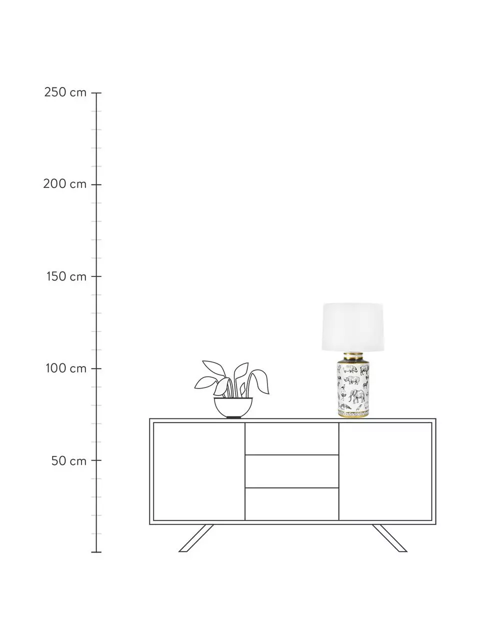 Bizzotto Große Tischlampe Africa aus Porzellan, Ø 18 x H 63 cm 4 Bizzotto Große Tischlampe Africa aus Porzellan, Ø 18 x H 63 cm – Bild 2