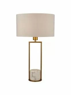 Searchlight Große Tischlampe Quebec mit Marmorfuß, Ø 35 x H 62 cm -Leuchten Verkaufsladen Grosse Tischlampe Quebec mit Marmorfuss 2