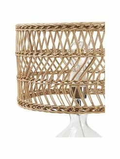 Westwing Collection Große Tischlampe Zoya mit Glasfuß und Rattanschirm, Ø 30 x H 51 cm -Leuchten Verkaufsladen Grosse Tischlampe Zoya mit Glasfuss und Rattanschirm 5