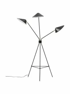 Westwing Collection Große Tripod-Stehlampe Neron mit Gold-Dekor in Schwarz, B 103 x H 170 cm