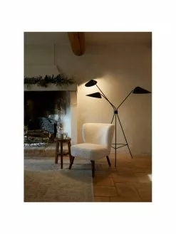 Westwing Collection Große Tripod-Stehlampe Neron mit Gold-Dekor in Schwarz, B 103 x H 170 cm -Leuchten Verkaufsladen Grosse Tripod Stehlampe Neron mit Gold Dekor in Schwarz 4