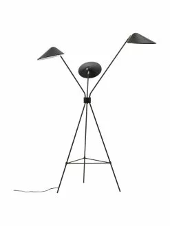 Westwing Collection Große Tripod-Stehlampe Neron mit Gold-Dekor in Schwarz, B 103 x H 170 cm -Leuchten Verkaufsladen Grosse Tripod Stehlampe Neron mit Gold Dekor in Schwarz 5
