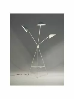 Westwing Collection Große Tripod-Stehlampe Neron mit Gold-Dekor in Weiß, B 103 x H 170 cm -Leuchten Verkaufsladen Grosse Tripod Stehlampe Neron mit Gold Dekor in Weiss 4