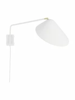 Westwing Collection Gro&szlig;e Wandleuchte Neron mit Stecker und Gold-Dekor in Wei&szlig;, B 27 x T 100 cm -Leuchten Verkaufsladen Grosse Wandleuchte Neron mit Stecker und Gold Dekor in Weiss 3