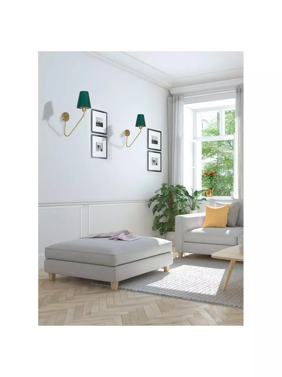 Große Wandleuchte Victoria in Grün-Gold, T 34 x H 50 cmNur noch wenige verfügbar 4 Große Wandleuchte Victoria in Grün-Gold, T 34 x H 50 cmNur noch wenige verfügbar – Bild 2