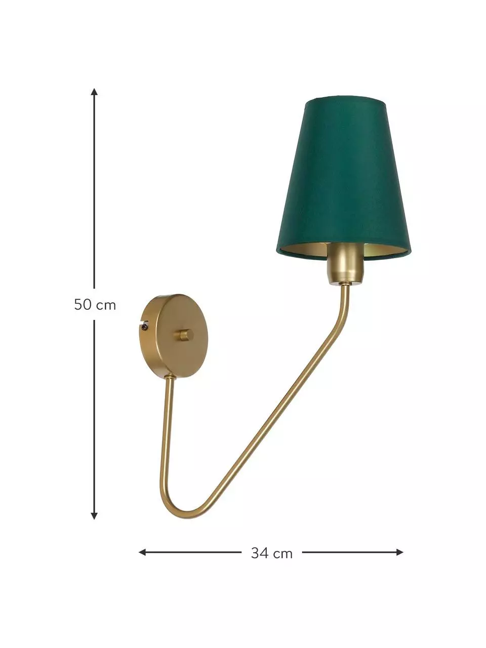 Große Wandleuchte Victoria in Grün-Gold, T 34 x H 50 cmNur noch wenige verfügbar 5 Große Wandleuchte Victoria in Grün-Gold, T 34 x H 50 cmNur noch wenige verfügbar – Bild 3