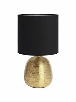 Markslöjd Keramik-Tischlampe Oscar in Schwarz-Gold, Ø 20 x H 39 cm