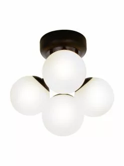 Kleine Bad-Deckenleuchte Nicosia mit Glasschirm, Ø 26 x H 26 cm