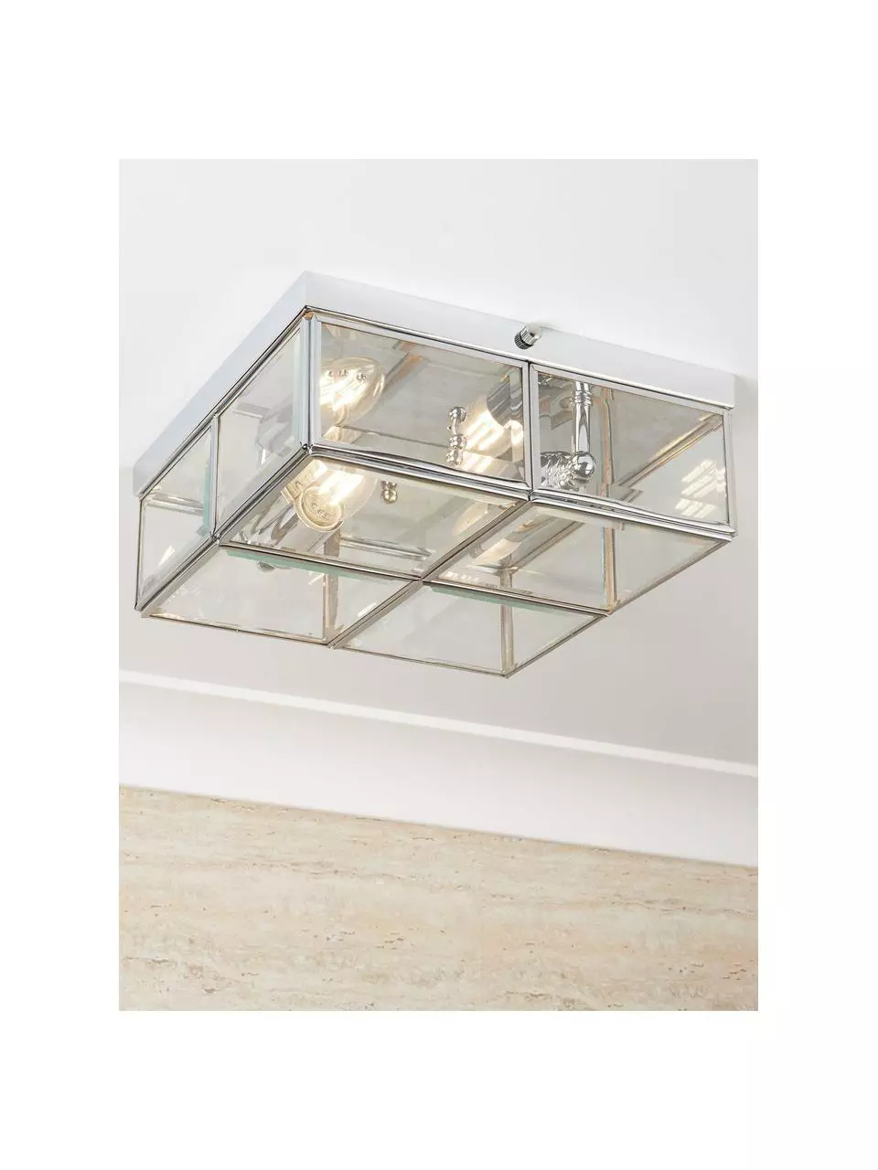 Searchlight Kleine Deckenleuchte Ben in Chrom, B 26 x H 10 cm 4 Searchlight Kleine Deckenleuchte Ben in Chrom, B 26 x H 10 cm – Bild 2