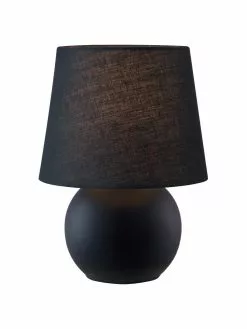 Kleine Keramik-Nachttischlampe Isla in Schwarz, Ø 16 x H 22 cm