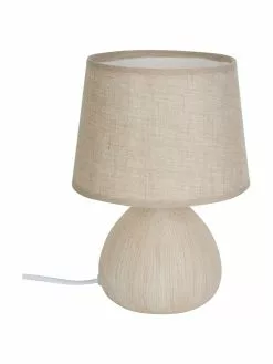 Lucide Kleine Keramik-Tischlampe Ramzi in Beige, Ø 18 x H 26 cm