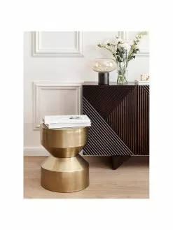 Westwing Collection Kleine Nachttischlampe Alma mit Marmorfuß, Ø 23 x H 24 cm -Leuchten Verkaufsladen Kleine Nachttischlampe Alma mit Marmorfuss 2