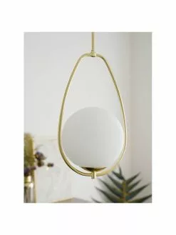 Searchlight Kleine Pendelleuchte Avalon aus Opalglas, Ø 23 x H 51 cm -Leuchten Verkaufsladen Kleine Pendelleuchte Avalon aus Opalglas 2