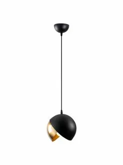 Kleine Pendelleuchte Berceste in Schwarz-Gold, Ø 20 cm -Leuchten Verkaufsladen Kleine Pendelleuchte Berceste in Schwarz Gold 4