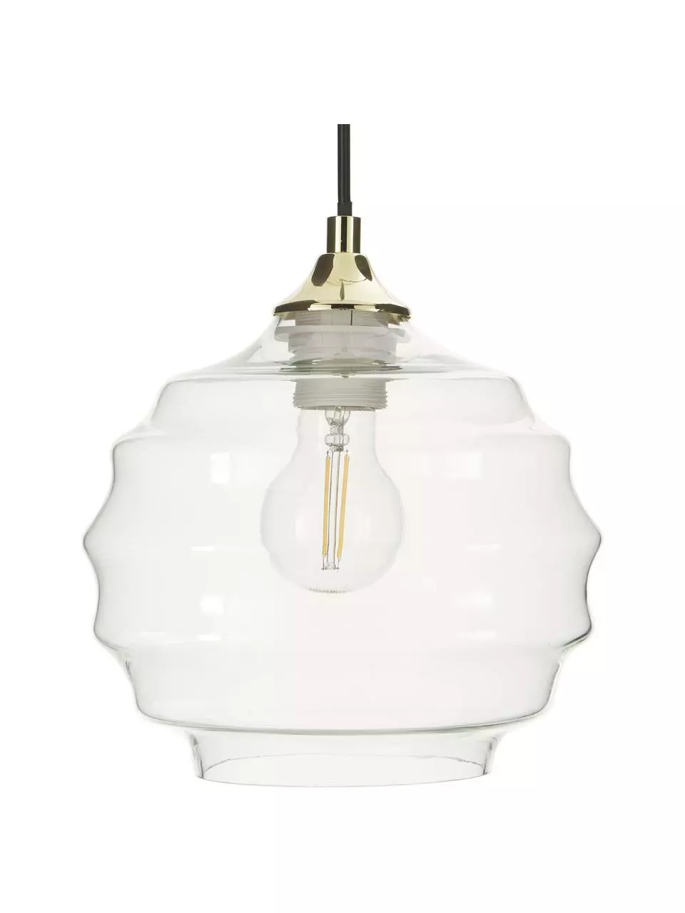 Westwing Collection Kleine Pendelleuchte Irina aus gewelltem Glas, Ø 22 x H 19 cm 3 Westwing Collection Kleine Pendelleuchte Irina aus gewelltem Glas, Ø 22 x H 19 cm