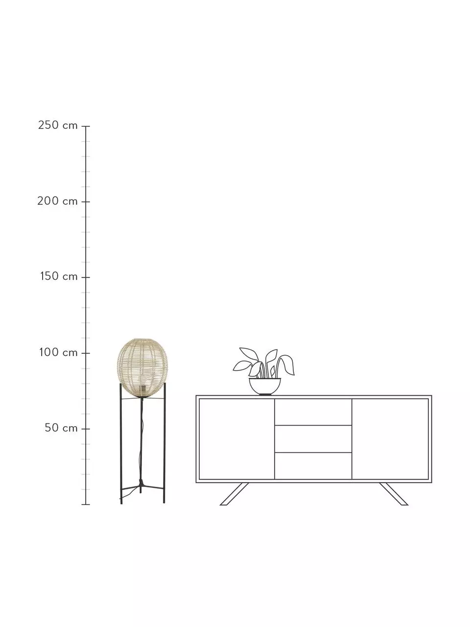 Westwing Collection Kleine Stehlampe Wasa aus Rattan, Ø 34 x H 110 cm 7 Westwing Collection Kleine Stehlampe Wasa aus Rattan, Ø 34 x H 110 cm – Bild 5