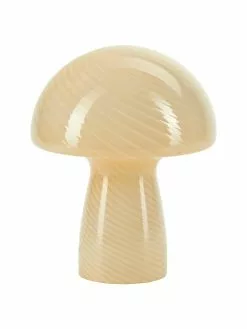 Bahne Kleine Tischlampe Mushroom aus Glas in Gelb, Ø 19 x H 23 cm