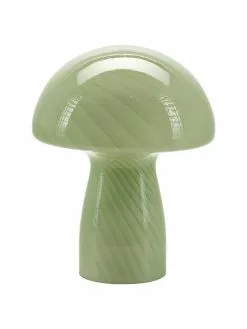 Bahne Kleine Tischlampe Mushroom aus Glas in Grün, Ø 19 x H 23 cm