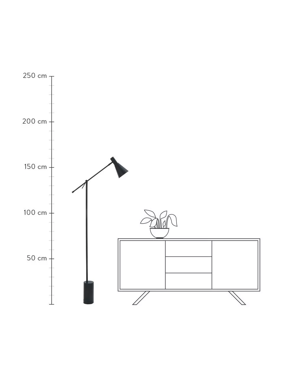 Westwing Collection Leselampe Sia in Schwarz, T 60 x H 162 cm 5 Westwing Collection Leselampe Sia in Schwarz, T 60 x H 162 cm – Bild 3