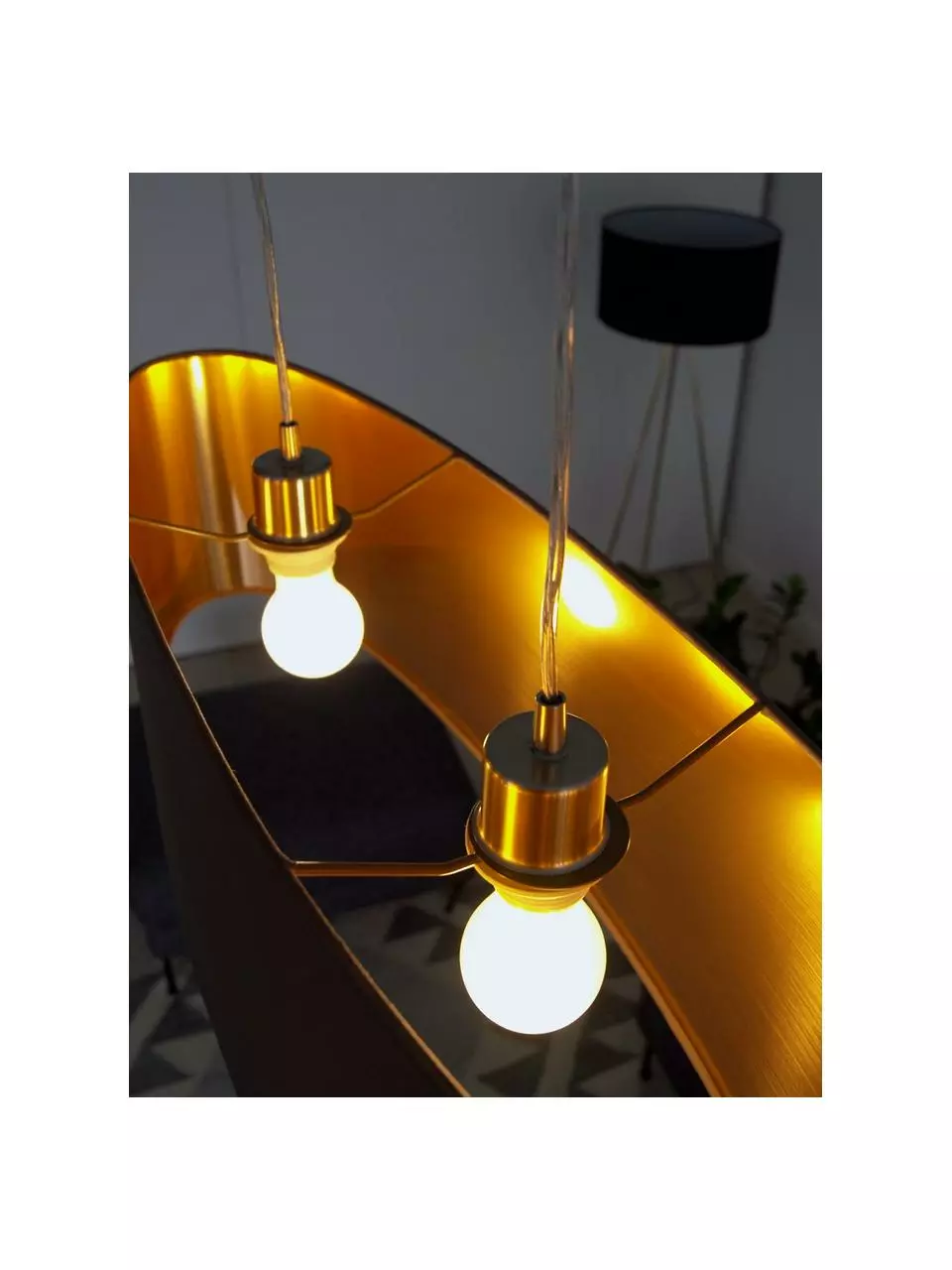 Ovale Pendelleuchte Jamie mit Gold-Dekor, B 78 x H 22 cm 6 Ovale Pendelleuchte Jamie mit Gold-Dekor, B 78 x H 22 cm – Bild 4