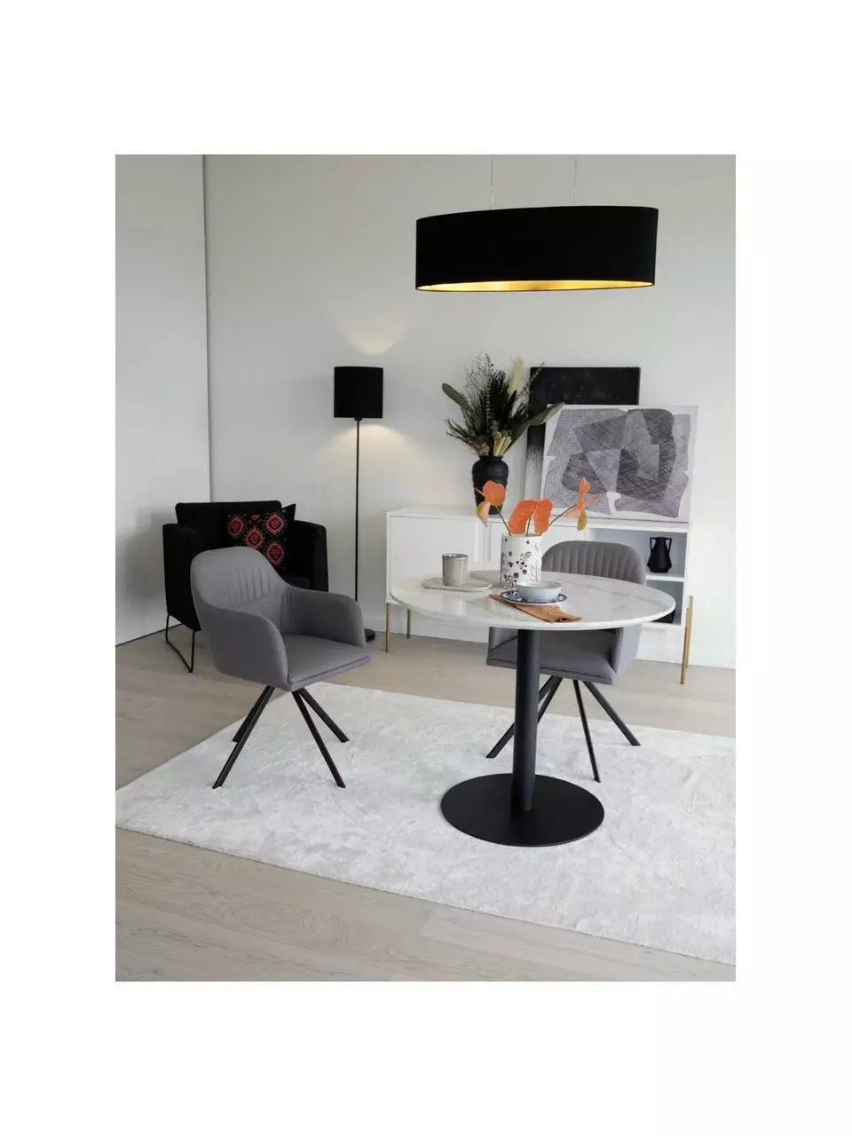 Ovale Pendelleuchte Jamie mit Gold-Dekor, B 78 x H 22 cm 4 Ovale Pendelleuchte Jamie mit Gold-Dekor, B 78 x H 22 cm – Bild 2