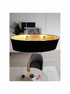 Ovale Pendelleuchte Jamie mit Gold-Dekor, B 78 x H 22 cm 10 Ovale Pendelleuchte Jamie mit Gold-Dekor, B 78 x H 22 cm -Leuchten Verkaufsladen Ovale Pendelleuchte Jamie mit Gold Dekor 8