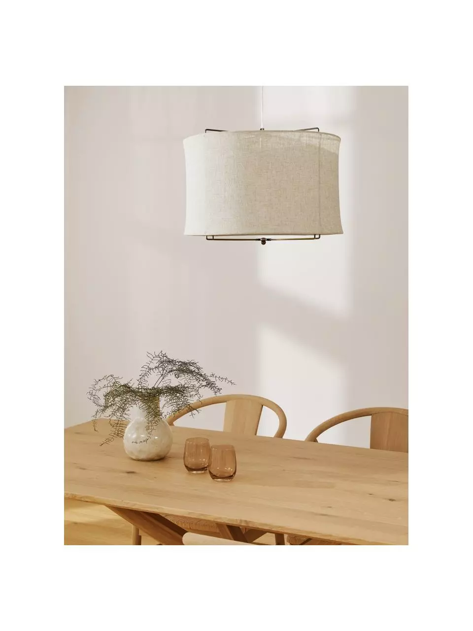 Westwing Collection Pendelleuchte Clouds aus Leinen in Beige, Ø 50 x H 29 cm 4 Westwing Collection Pendelleuchte Clouds aus Leinen in Beige, Ø 50 x H 29 cm – Bild 2