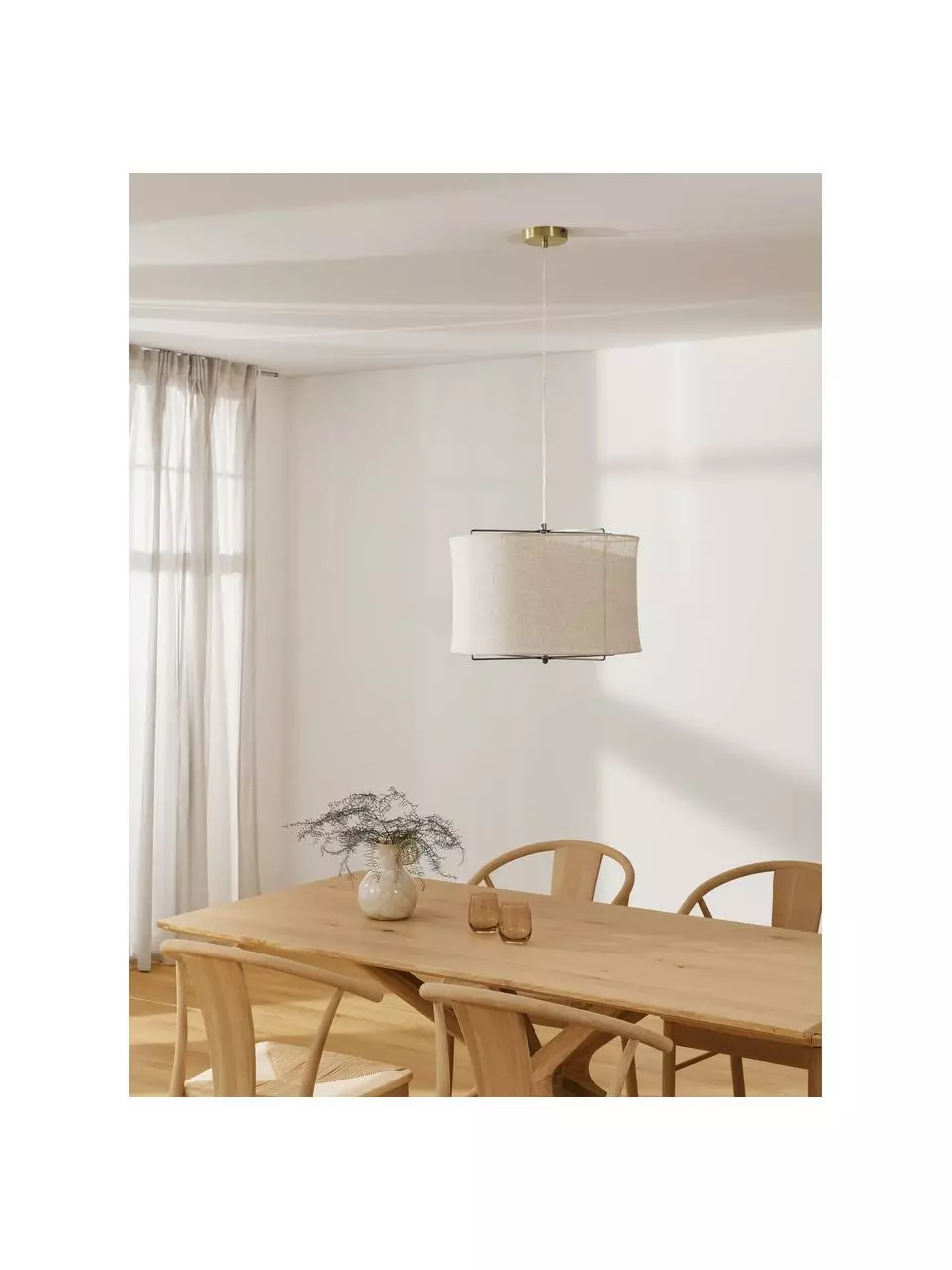 Westwing Collection Pendelleuchte Clouds aus Leinen in Beige, Ø 50 x H 29 cm 6 Westwing Collection Pendelleuchte Clouds aus Leinen in Beige, Ø 50 x H 29 cm – Bild 4