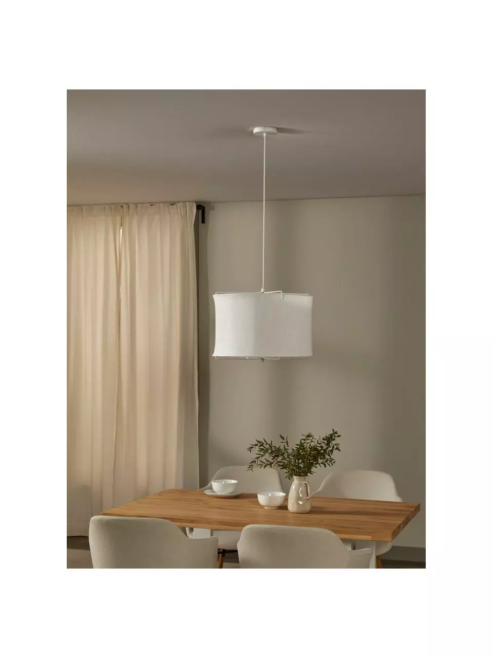 Westwing Collection Pendelleuchte Clouds aus Leinen in Weiß, Ø 50 x H 29 cm 5 Westwing Collection Pendelleuchte Clouds aus Leinen in Weiß, Ø 50 x H 29 cm – Bild 3
