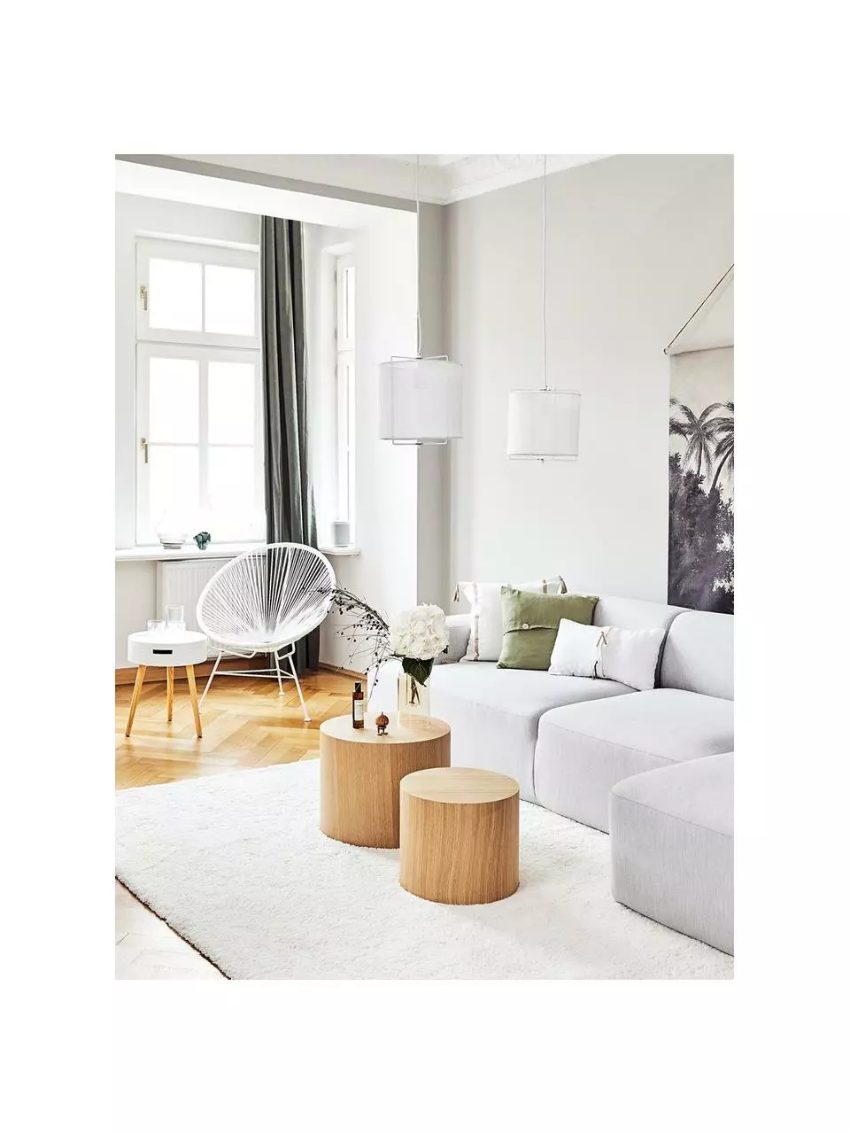 Westwing Collection Pendelleuchte Clouds aus Leinen in Weiß, Ø 30 x H 30 cm 4 Westwing Collection Pendelleuchte Clouds aus Leinen in Weiß, Ø 30 x H 30 cm – Bild 2