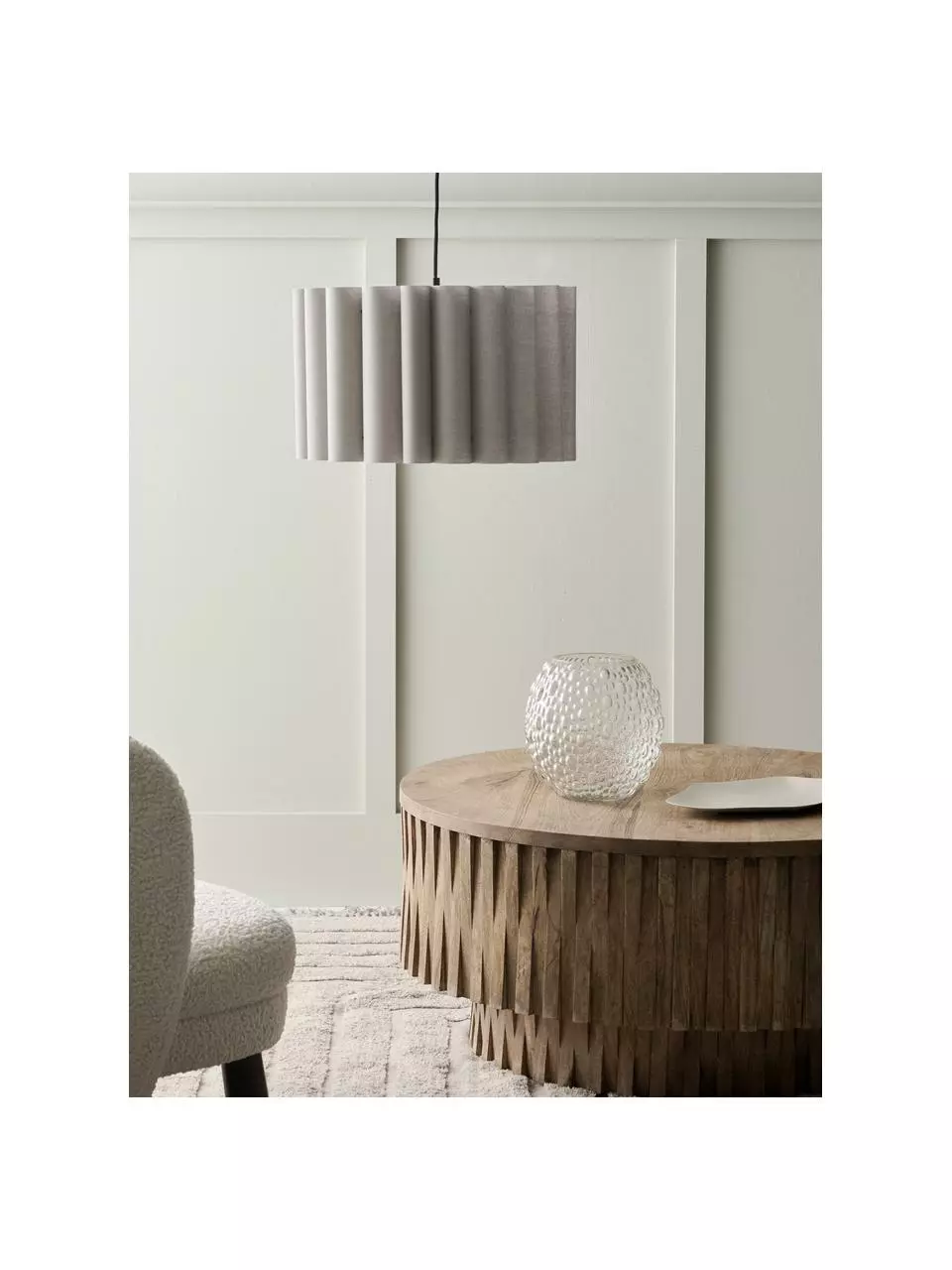 Pendelleuchte Hilde aus Leinen, Ø 50 x H 30 cm 4 Pendelleuchte Hilde aus Leinen, Ø 50 x H 30 cm – Bild 2