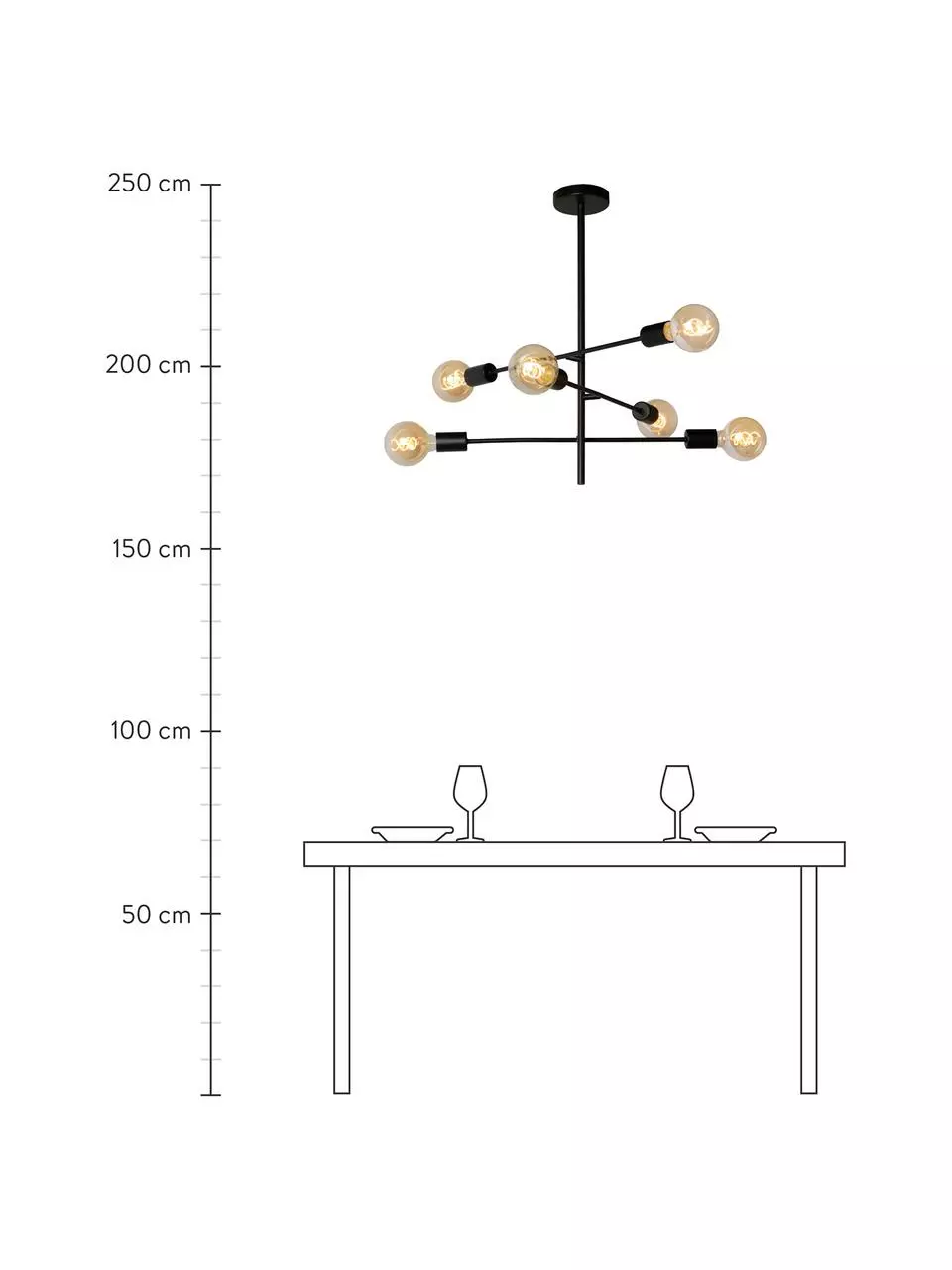Lucide Pendelleuchte Lester in Schwarz, Ø 59 x H 83 cm 6 Lucide Pendelleuchte Lester in Schwarz, Ø 59 x H 83 cm – Bild 4