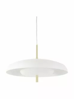 Westwing Collection Pendelleuchte Mathea in Weiß-Gold, Ø 38 x H 8 cm