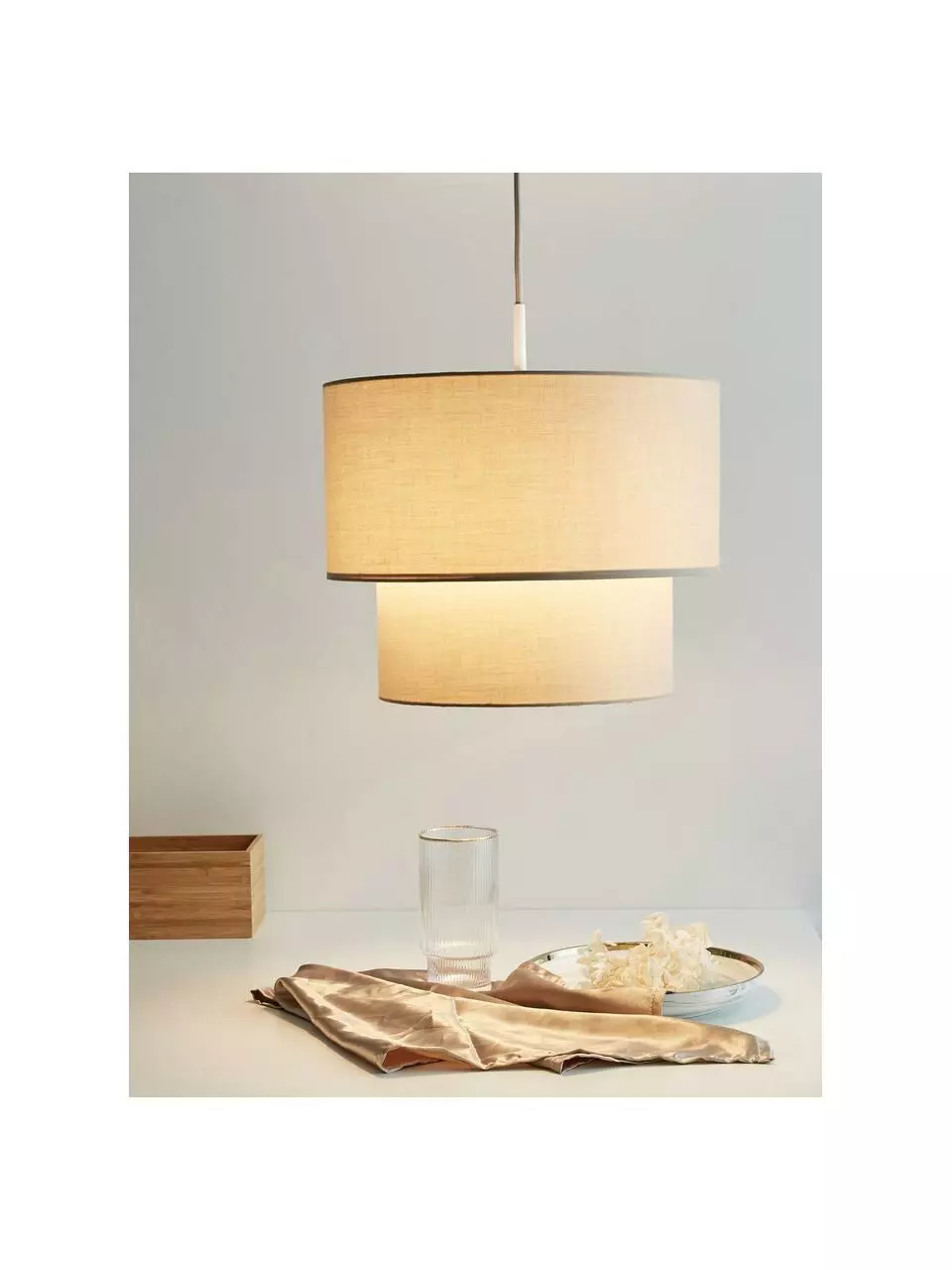 Pauleen Pendelleuchte Soft Shine in Beige, Ø 32 x H 25 cm 4 Pauleen Pendelleuchte Soft Shine in Beige, Ø 32 x H 25 cm – Bild 2