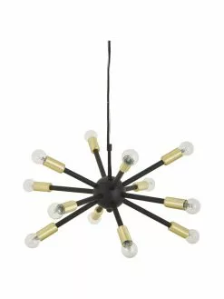 Westwing Collection Pendelleuchte Spike in Schwarz-Gold, Ø 50 cm