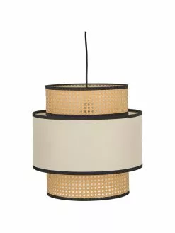 Westwing Collection Pendelleuchte Vienna aus Wiener Geflecht mit cremefarbenem Stoff, Ø 40 x H 40 cm