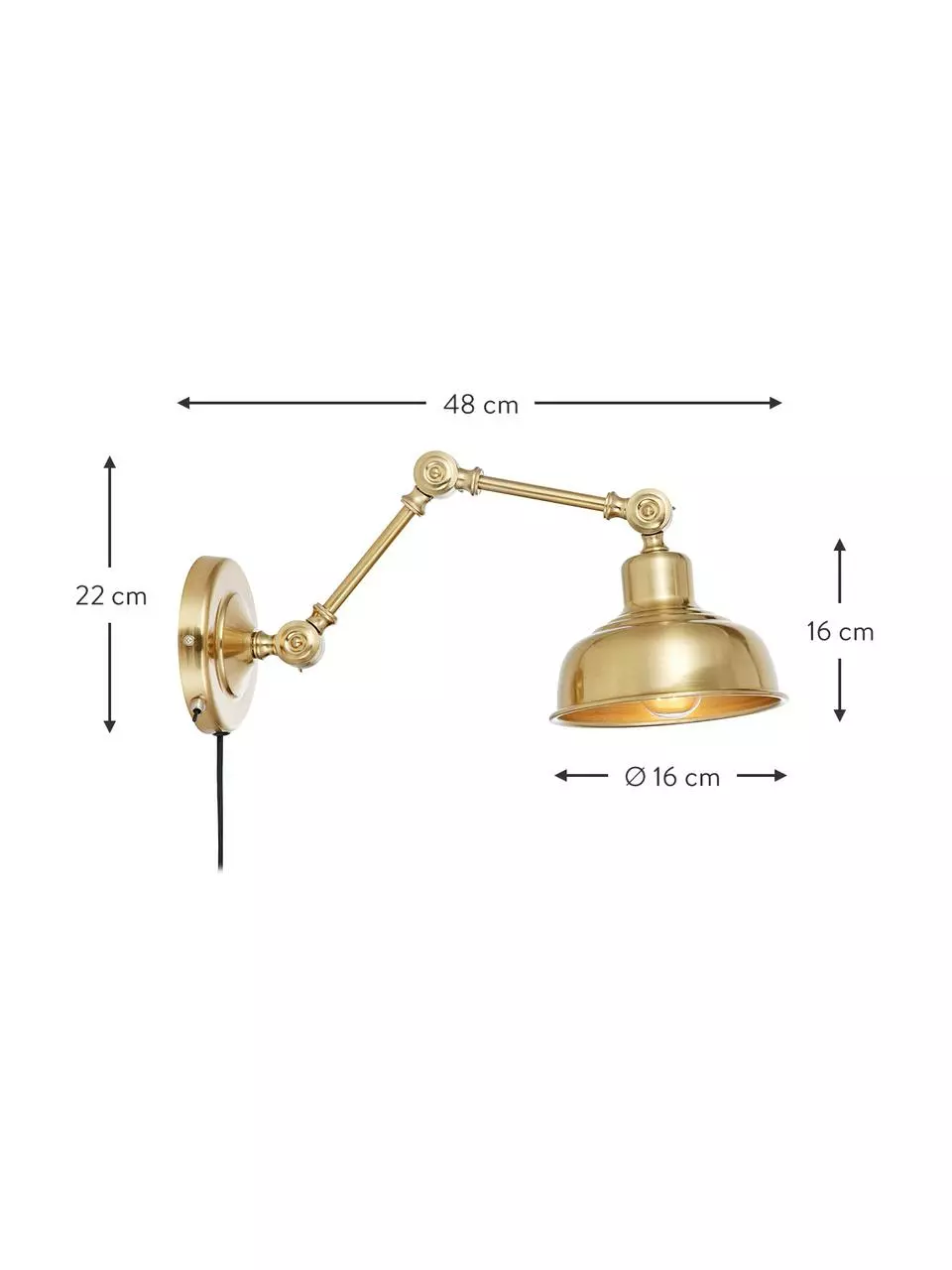 Markslöjd Retro-Wandleuchte Grimstad mit Stecker, T 48 x H 22 cm 5 Markslöjd Retro-Wandleuchte Grimstad mit Stecker, T 48 x H 22 cm – Bild 3