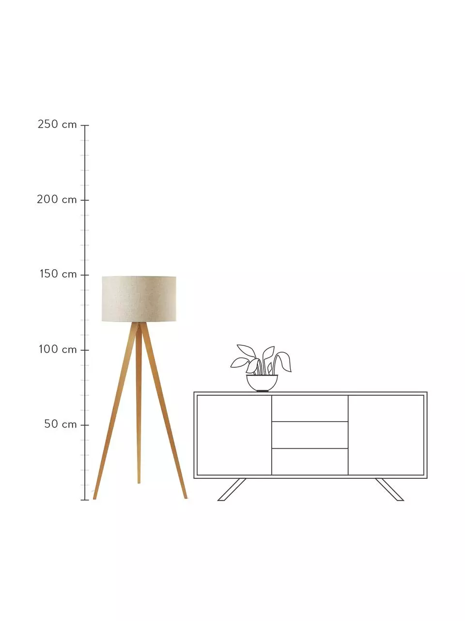 Westwing Collection Skandi-Tripod Stehlampe Jake aus Massivholz, Ø 60 cm, H 150 cm 4 Westwing Collection Skandi-Tripod Stehlampe Jake aus Massivholz, Ø 60 cm, H 150 cm – Bild 2