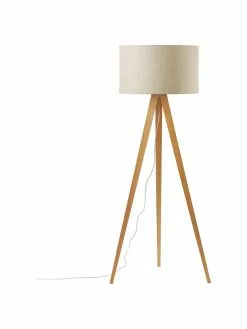 Westwing Collection Skandi-Tripod Stehlampe Jake aus Massivholz, Ø 60 cm, H 150 cm