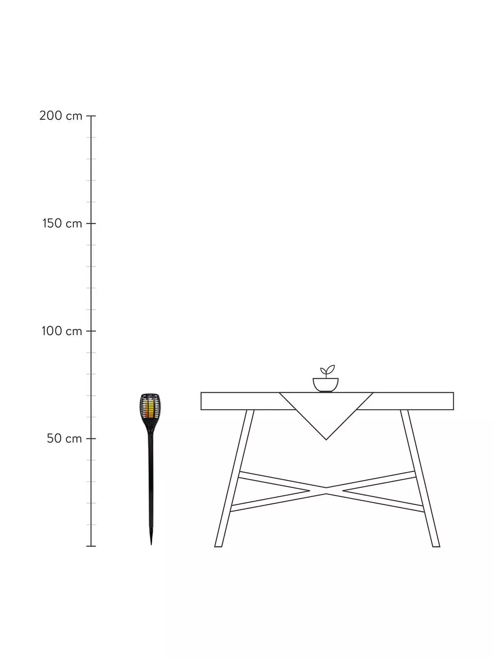 Solar Wegeleuchte Maity Sun mit Flammeffekt, 2 Stück, Ø 9 x H 70 cm 5 Solar Wegeleuchte Maity Sun mit Flammeffekt, 2 Stück, Ø 9 x H 70 cm – Bild 3