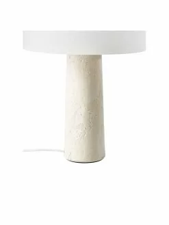 Westwing Collection Tischlampe Carla mit Travertinfu&szlig;, Ø 32 x H 39 cm -Leuchten Verkaufsladen Tischlampe Carla mit Travertinfuss 4