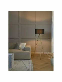 Westwing Collection Tripod Stehlampe Cella mit Stoffschirm, Ø 45 x H 147 cm -Leuchten Verkaufsladen Tripod Stehlampe Cella mit Stoffschirm 35